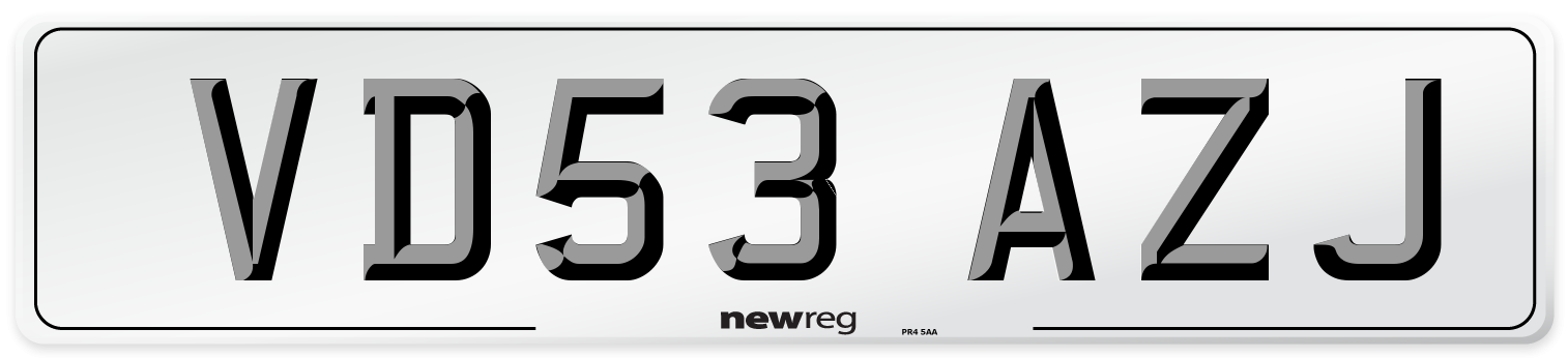 VD53 AZJ Number Plate from New Reg